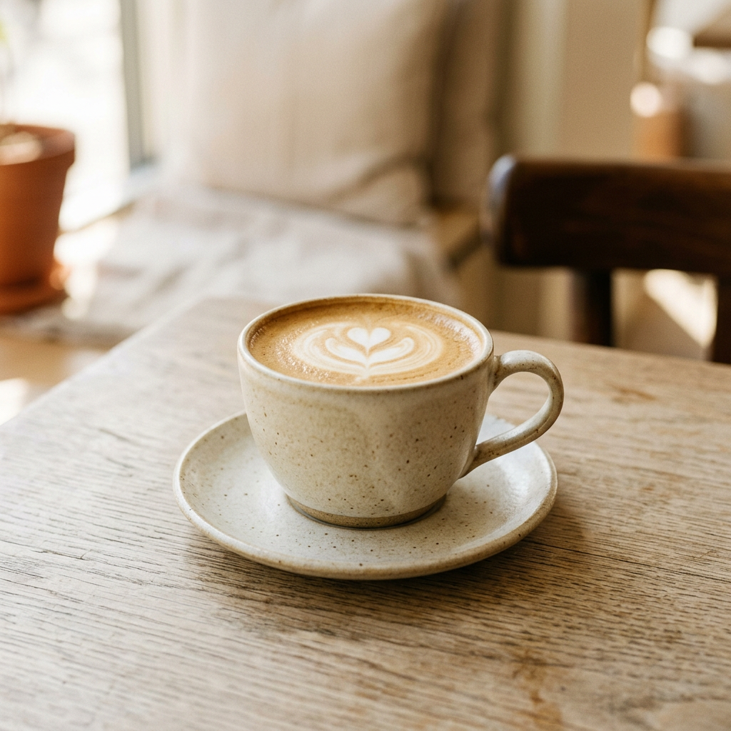 Latte art lumineux : un visuel doux et premium