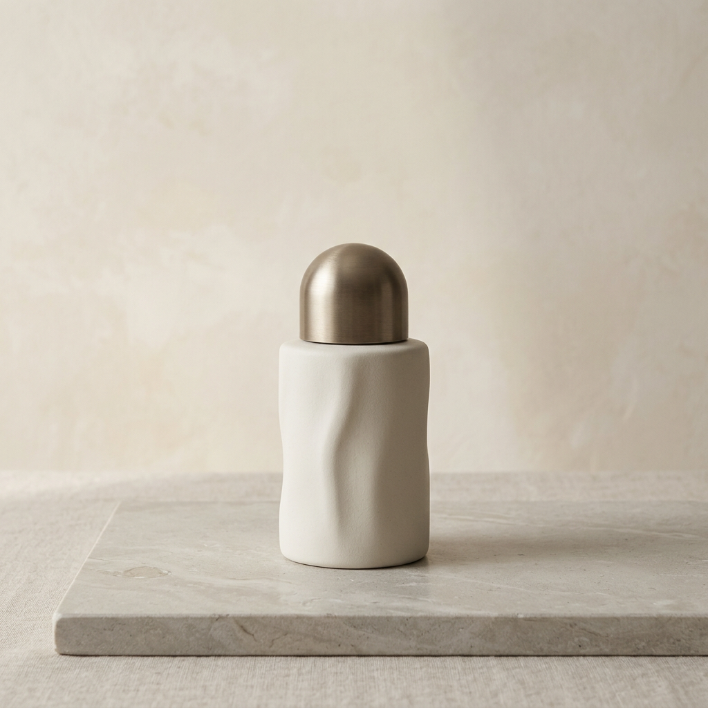 Packaging cosmétique minimaliste sur fond minéral